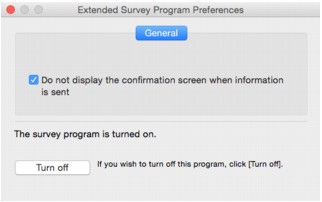 Imagen: pantalla de preferencias de Extended Survey Program